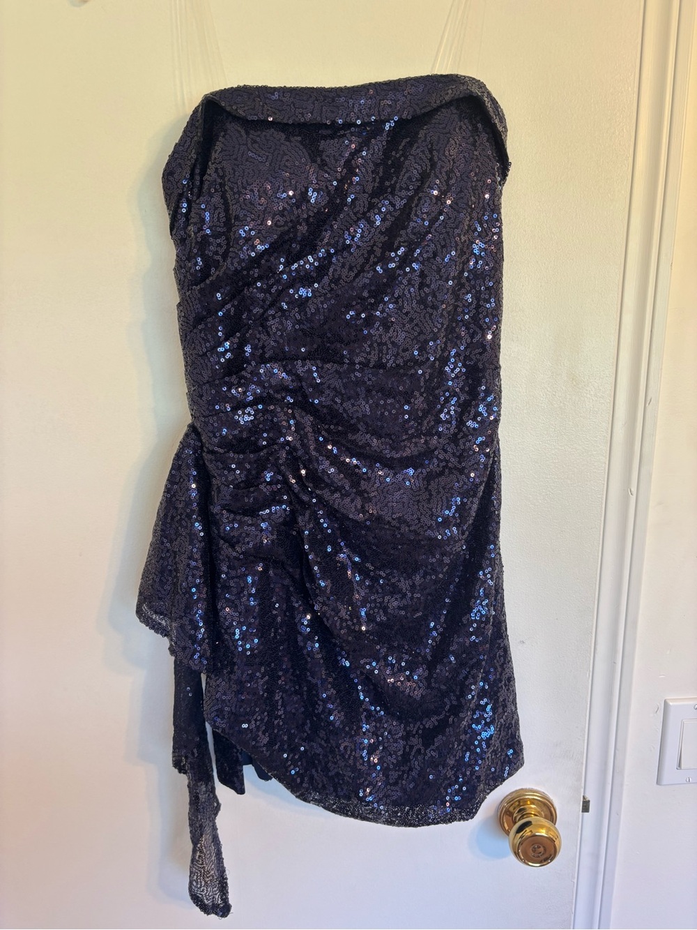 Amazon Navy Sequin Strapless Mini Dress